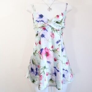 y2k BABYDOLL mint floral silky slip dress